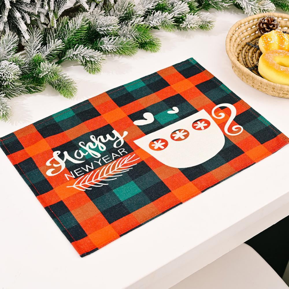 Holiday Red Plaid Paper Placemats 12 Pack Christmas Winter Decoration 