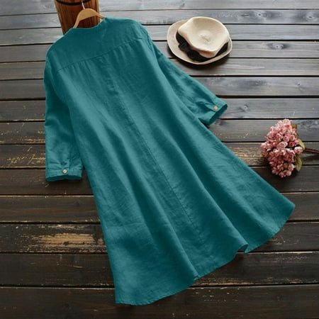 

Cathalem Short Sleeve Scrub Jackets Long Casual Button Blouse Sleeve Tops Loose Long Soild Linen Womens Summer Tops Loose Fit Shirt Green Medium