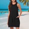 thumbnail image 3 of ZenCart Women's Sleeveless Dress Summer Casual Mini Tank Dress with Pockets Loose Beach Vacation Crew Neck Sundress, 3 of 7