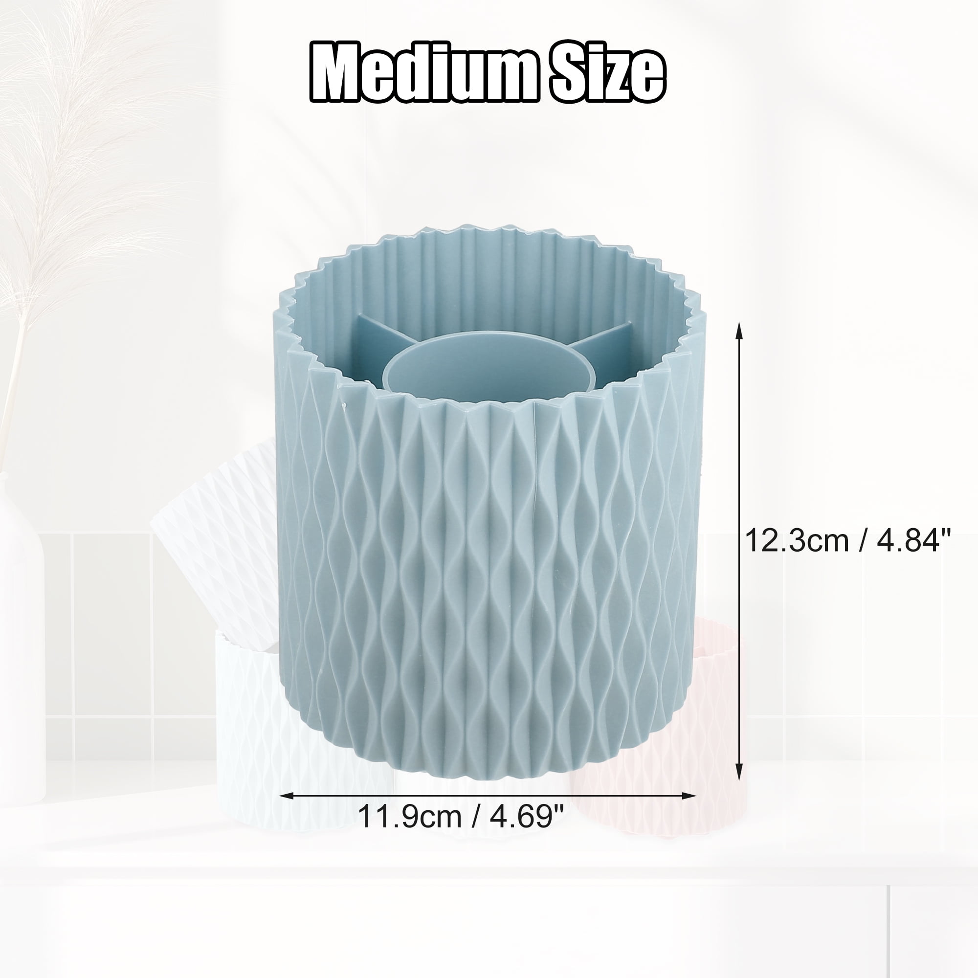 Unique Bargains Makeup Brush Holder Organize 360° Rotating Makeup Organizer for Vanity blue
