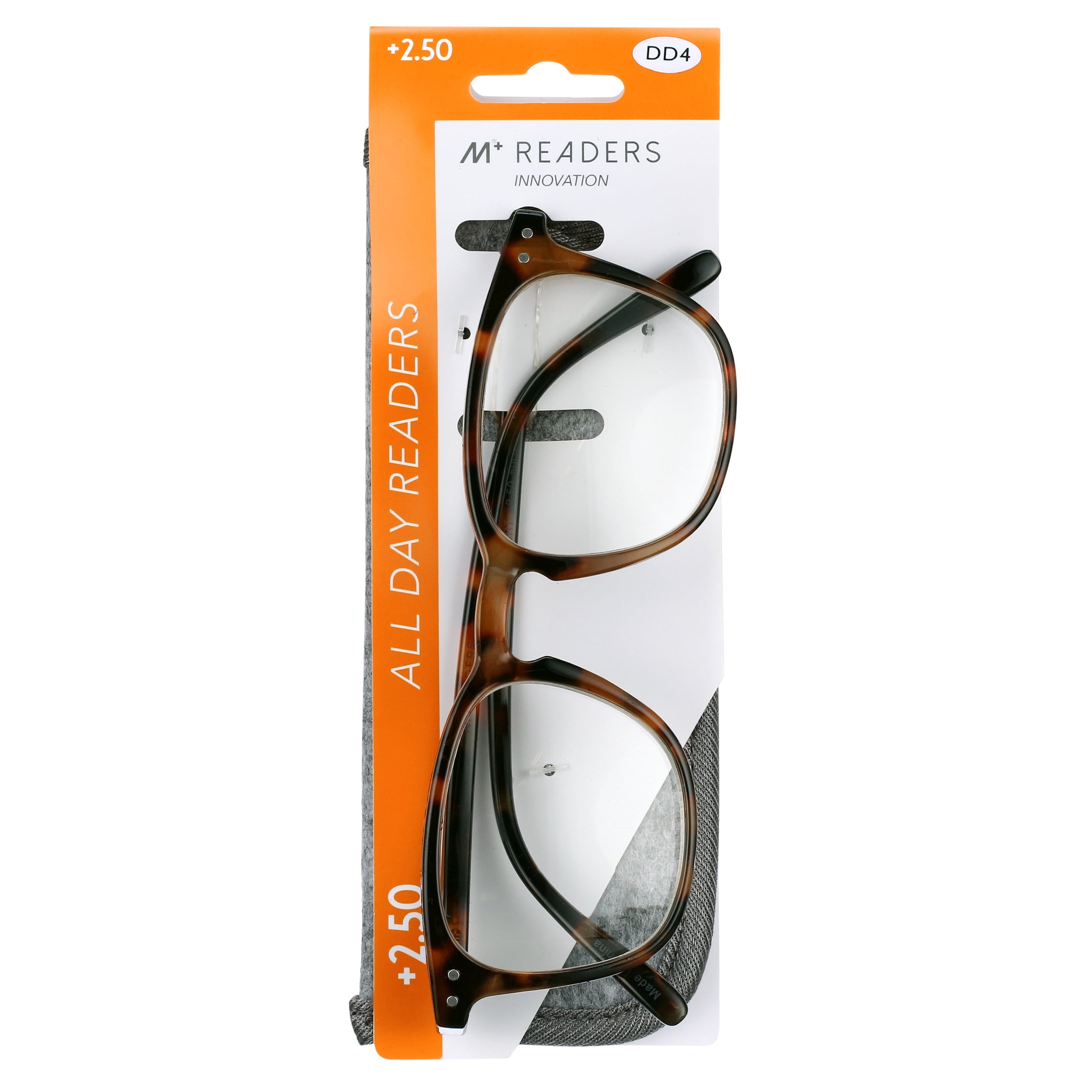 M Readers Innovation Twilight Tortoiseshell +2.50 Reading Glasses with Case