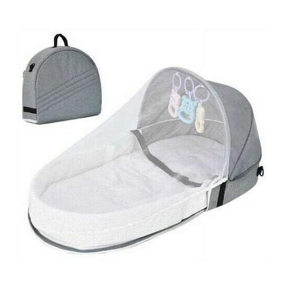Cuna de viaje para bebé con mosquitera, cuna plegable con mosquitera, algodón transpirable, cuna de viaje biónica, nido acogedor, cuna portátil antimosquitos para bebés de 0 a 36 meses.