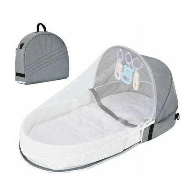 Cuna de viaje para bebé con mosquitera, cuna plegable con mosquitera, algodón transpirable, cuna de viaje biónica, nido acogedor, cuna portátil antimosquitos para bebés de 0 a 36 meses.
