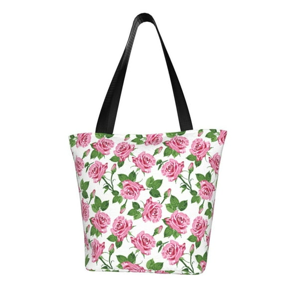 Xecao Rose Flowers for Tote Bag for Women -Tote Shoulder Bag with A Little Pocket Inside, Perfect for Travel and Work.