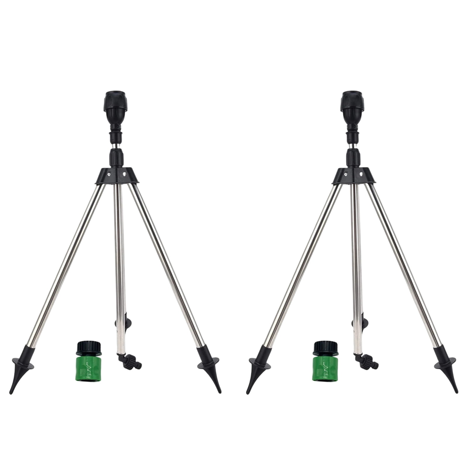 2PCS Stainless Steel Tripod Telescopic Support Automatic Rotating Sprinkler 360 Degree Rotary Garden Automatic Irrigation