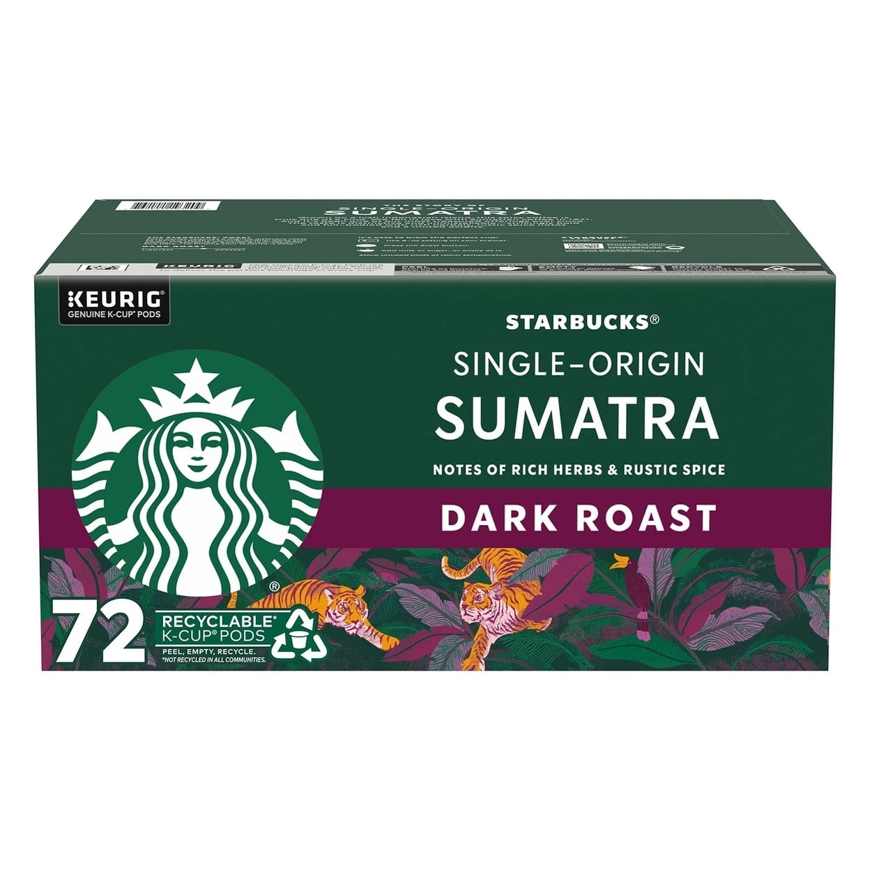 Starbucks Dark Roast K-Cup Coffee Pods Single-Origin Sumatra (72 Count)