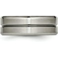 thumbnail image 4 of Chisel Titanium Brushed and Polished 8.2mm Grooved Beveled Edge Band - Ring Size 11.5, 4 of 8