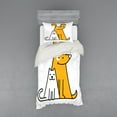 thumbnail image 1 of Ambesonne Cartoon Bedding Set 3 Pcs, Cats and Dogs Friends, Twin XL, Black White and Apricot, 1 of 3