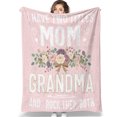 thumbnail image 2 of I Have Two Titles Mom and Grandma Flannel Throw Blanket - Soft Pink Floral Bouquet Blanket for Grandma Gift & Home Decor, 2 of 12