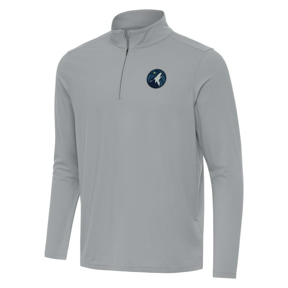 Men's Antigua Gray Minnesota Timberwolves Intent Quarter-Zip Top