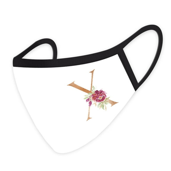 Koyal Wholesale Wedding Face Mask, Pink Floral Monogram Y, Cloth Face Masks with 1 Replaceable PM 2.5 Protection Filter