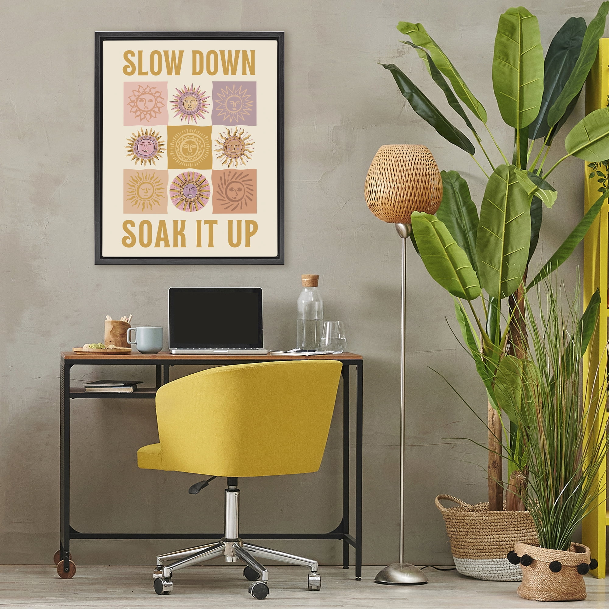 Stupell Industries Slow Down Soak It Up Black Framed Floater Canvas Wall Art, design by Two If By Sea Studios