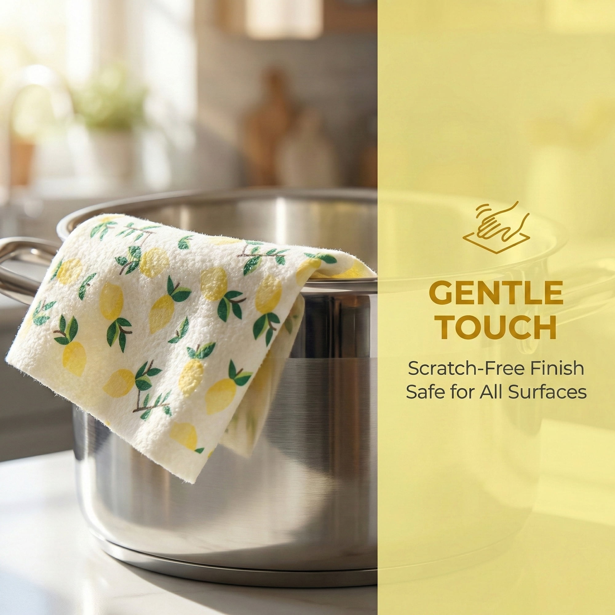 Unique Bargains Reusable Swedish Dish Cloths Banana 6 Pack Lemon 8" x 7"