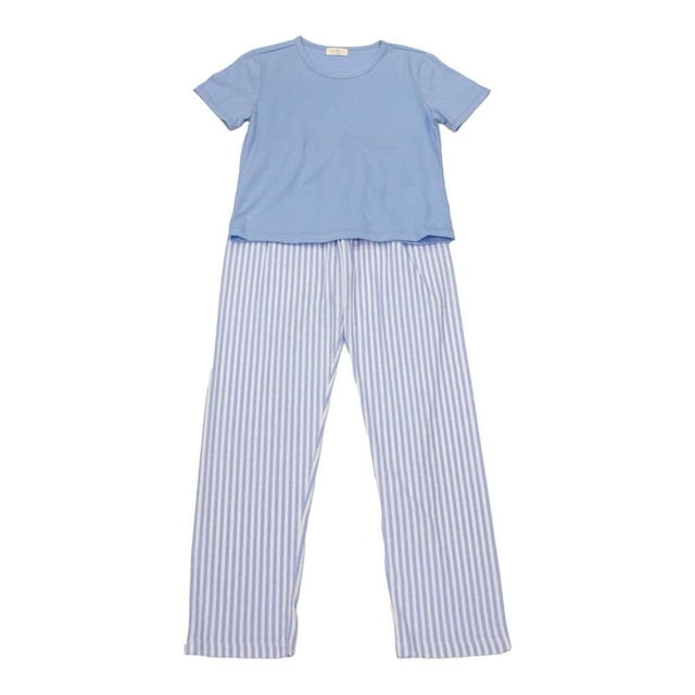 Pijama Secret Treasure Teen para Niña Playera Lisa Pantalón Rayado Azul Talla 12