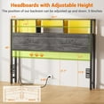 thumbnail image 5 of Homieasy Headboard for Full Size Bed with Storage, Headboards with Outlets, USB Ports and LED Light, King Size Head Board Only, Height Adjustable, Reversible, Sturdy and Stable Headboard, Black Oak, 5 of 7