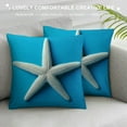 thumbnail image 3 of COMIO Starfish Pillow Covers Coastal Coral Nautical Blue Seas Throw Pillow Home Decor for Bedroom Living Room Sofa Decorative Pillow case Square Cushion Cover, 3 of 5