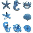 thumbnail image 2 of DPOWERFUL Retro Cast Iron Drawer Pulls Handles for Dresser Cupboard Wardrobe Cabinet Kitchen Drawer Handle Beach Ocean Theme Sea Horse Starfish Seashell and Crab Knobs 4 Pack(Blue), 2 of 7
