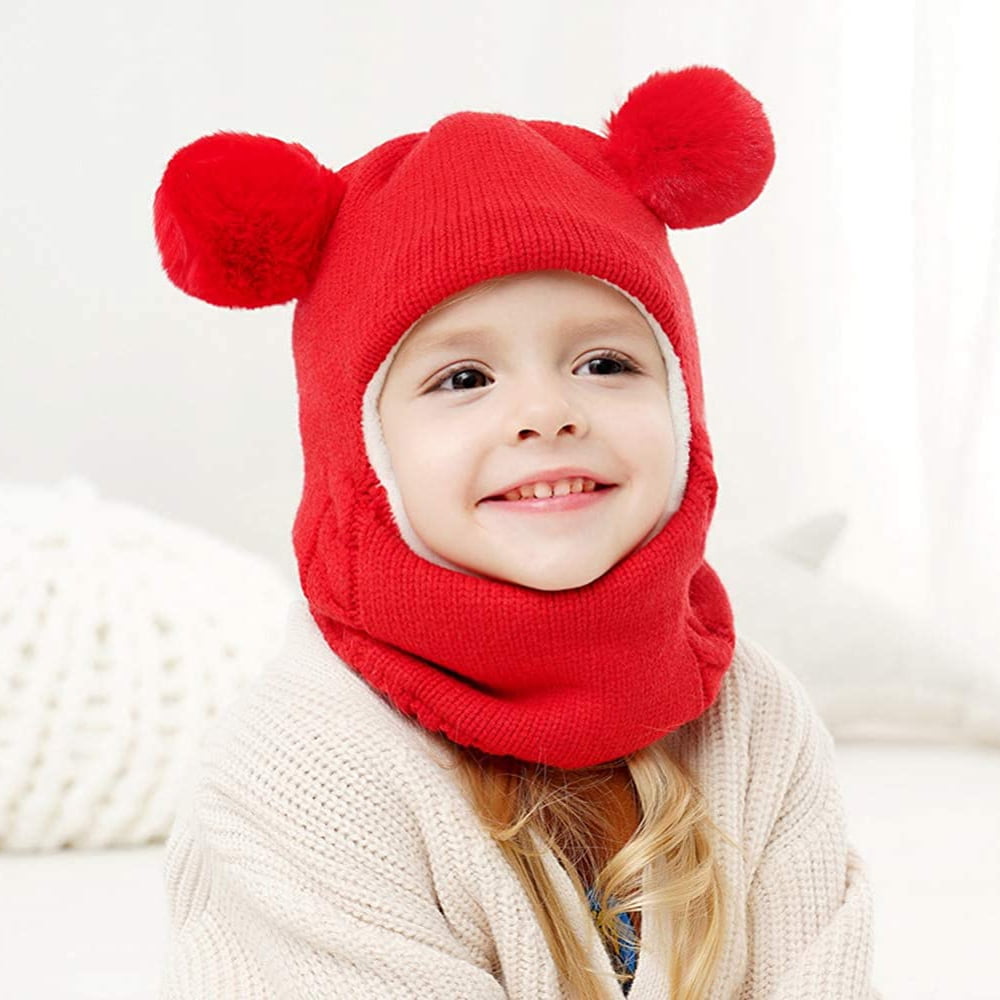 Red Horsey Kids Hat Gloves Scarf Set Winter Glitter Warm Stretch Contrast Bobble 