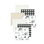 Little Treasure Hudson Baby Cotton Poly Flannel Receiving Blankets 7-Pack, Black Neutral Farm, 30x30 inches