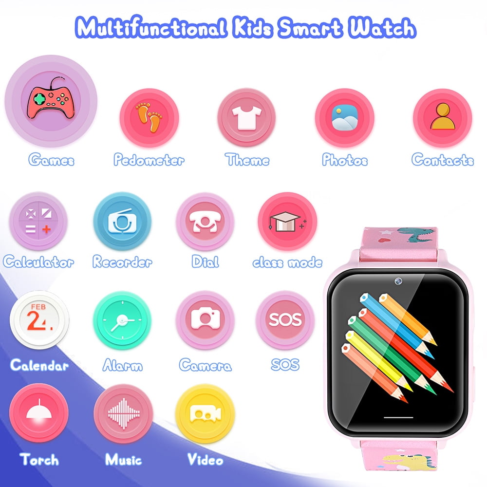 Kids Smart Watch 2G 1.54 inch Pink ABS Case with Pink Rubber Band