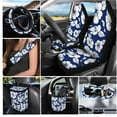 thumbnail image 2 of Jeiento Tropical Floral Car Seat Cover Set of 15 Steering Wheel Cover Seatbelt Shoulder Pad Coasters Garbage Bin Rear View Mirror Cover Keychain Air Vent Storage Pouch, Universal Fit, Blue, 2 of 7
