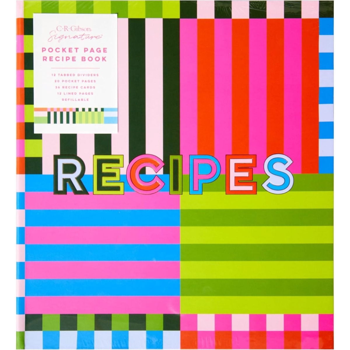 C.R. Gibson Kitchen Recipe Binder and Cards | Bold Stripes