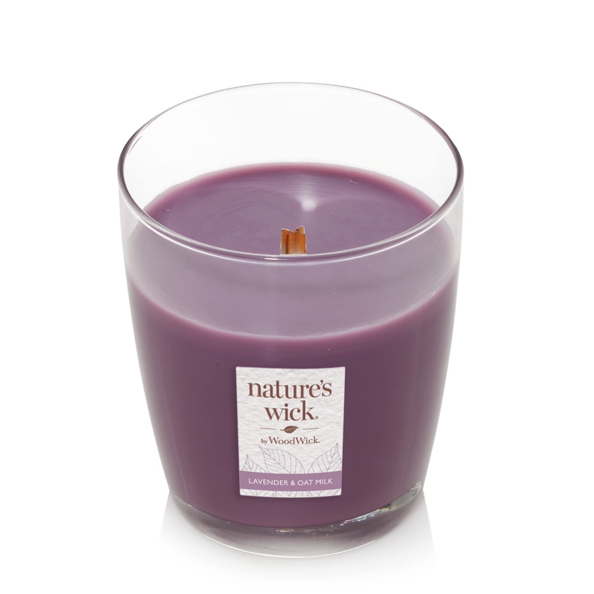WoodWick Nature's Wick Lavender & Oat Milk Scented Candle, 10oz with Wooden Lid, Crackles at it Burns, Fall