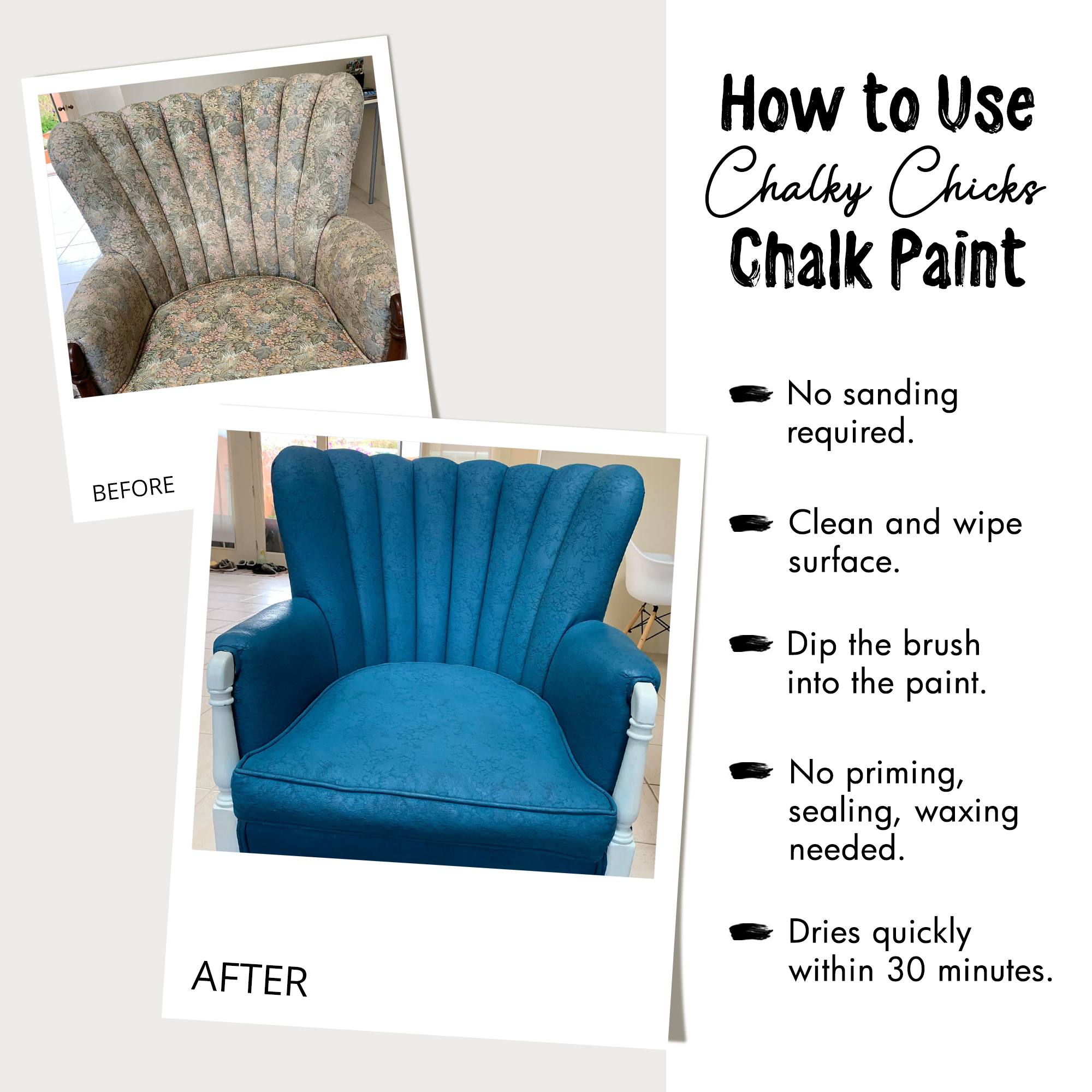 Chalky Chicks 8 Fl Oz Matte Aqua Bay (Aqua Blue) Chalk Paint for Furniture Without Sanding - No Prep Furniture Paint No Sanding All in One for Crafts, Wood, Walls, Cabinet, Metal, Dresser, Farmhouse