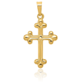 thumbnail image 3 of 14K Solid Yellow Gold Budded Holy Cross Necklace Religious Chain Pendant Jesus Christ Christian Charm, 3 of 8