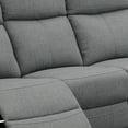 thumbnail image 3 of Fery 74 Inch Manual Recliner Sofa- 3 Seater- Gray Burlap Upholstery- Wood, 3 of 7