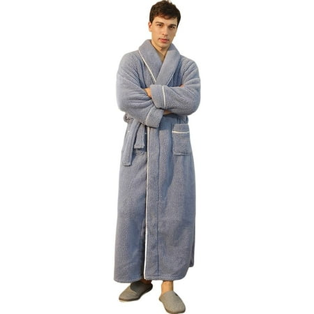 

Unisex Warm Fleece Robe Plush Bathrobe Heavyweight Full Length Long Big and Tall Warm Bathrobe