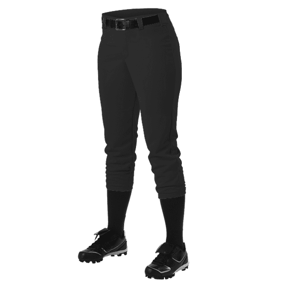Alleson Athletic Girls' X-Large (29-31" W) Athletic Fast Pitch Softball Belt Loop Pants, Black