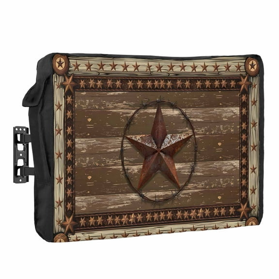 Outdoor TV Cover 52 to 55 Inches, Country Star Farmhouse Texas Star Retro Wood Grain Waterproof and Weatherproof TV Cover with Remote Control Pocket, Flat Screen TV Cover Protector for Outside TV