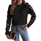 thumbnail image 2 of Suéter de Cuello Redondo con Mangas Raglán Huecas de Color Liso para Mujer, Estilo Y2K Negro XL, 2 of 7