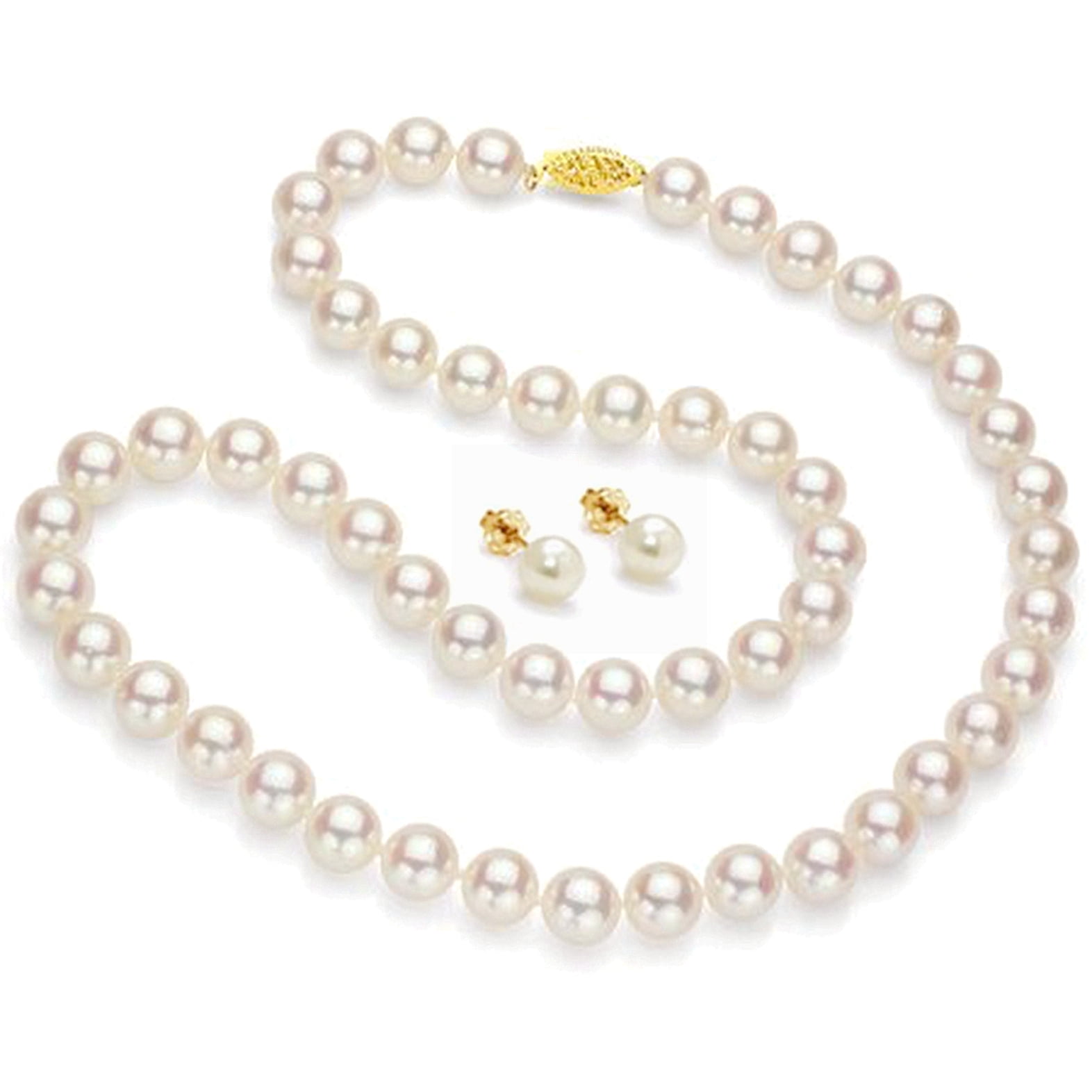 pearl necklace and stud earring set