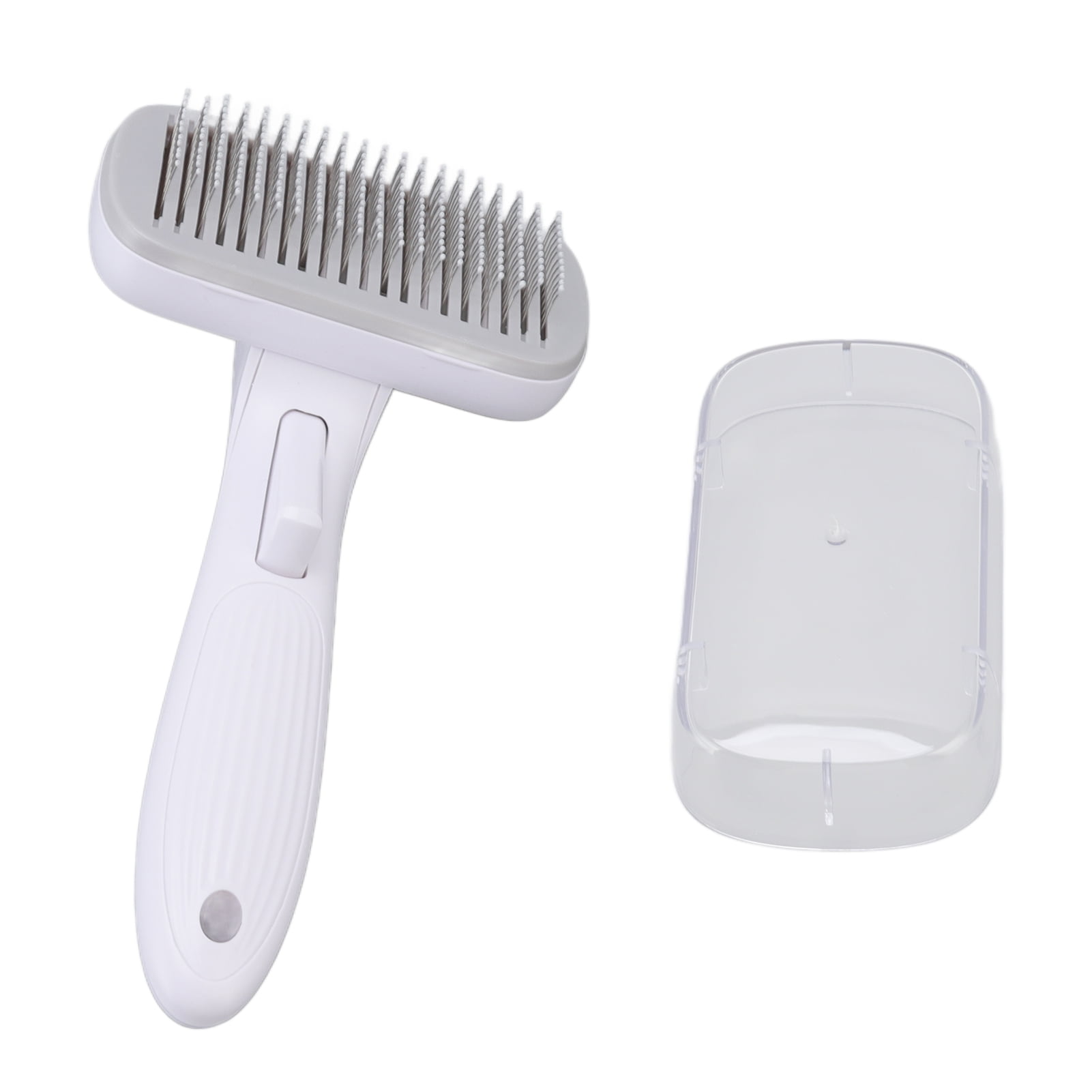 Self  Pet Brush, Button  Cat Hair Removal Slicker Comb Time Saving  For Home For Cats Steel Wire Rubber Head Gray