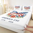 thumbnail image 5 of Manfei Watercolor Butterfly Bed Sheets, Patriotic Floral 250 Print Full Size Sheets, White, Polka Dots Reversible 4pcs (1 Flat Sheet, 1 Fitted Sheet and 2 Pillowcases), 5 of 6
