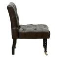 thumbnail image 2 of Chic Home Zeppelin PU Leather Modern Contemporary Armless Button Tufted Solid Oak Front Castered Legs Accent Chair, Dark Brown, 2 of 2