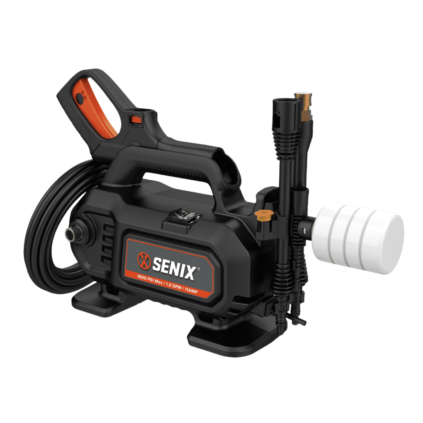 SENIX 1600 PSI Electric Pressure Washer 1.2 GPM, 11 Amp Motor, 20ft Hose, Quick-Connect Nozzles HPWE11-L