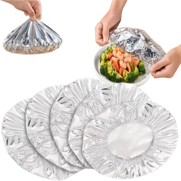 Pop-Up Tin Foil Food Insulation Cover, 20/50-Pack Reusable Aluminum Foil Heat Lid, Adjustable High Temperature Resistant Food Preservation Film