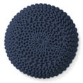 thumbnail image 3 of Casafield Round Pouf Ottoman, Navy Blue - 20" Dia x 14.5" High Cotton Knit Foot Stool - Boho Floor Pouffe for Living Room, 3 of 7