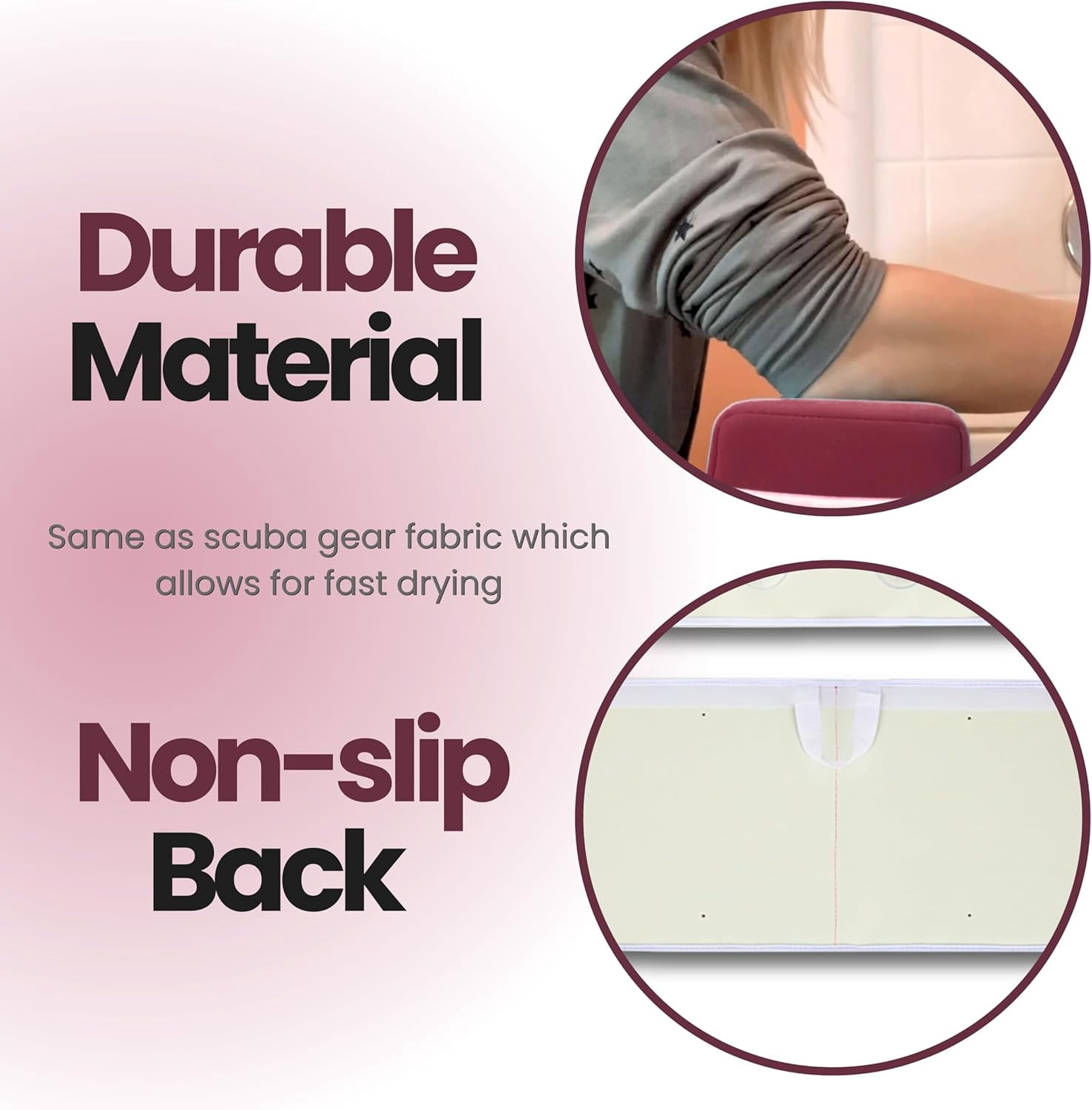 Bath Kneeler –8 Suction Cups & 1.5" Padding.Certified Non Toxic Bath Kneeling Pad for Bath Tub & 5 Bath Toy Organizer. Fast Dry Baby Bath Kneeler and Elbow Rest Pad Set by -Bordeaux