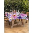 thumbnail image 3 of Outdoor Tablecloth with Umbrella Hole for Patio/Picnic/Party/Camping, Farmhouse Flowers Waterproof Table Cloth Rectangle Table Cover Washable, Spring Watercolor Purple Pink Floral (60"x 102"), 3 of 8