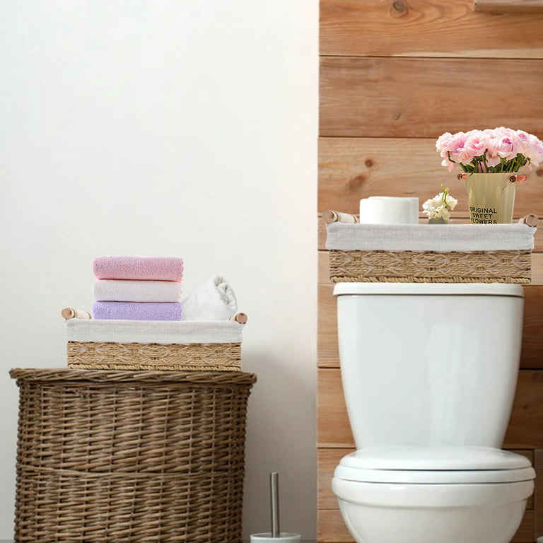 2 Pack Toilet Tank Baskets Bathroom Baskets for Organizing, HBlife