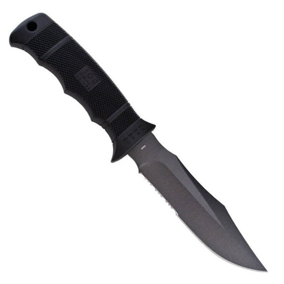 SOG SEAL Pup Fixed Blade M37N-CP, Black Powder Coated 4.75" AUS-8 Blade, GRN Handle, MOLLE Compatible Nylon Sheath