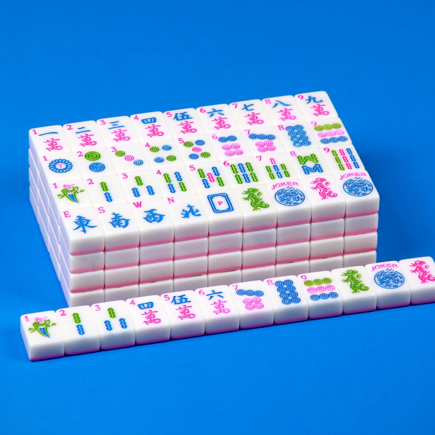 ZENY American & Chinese Mahjong 166 Tile Set, Travel Game with 4