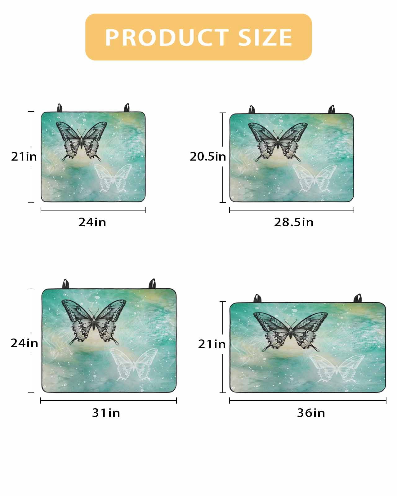 Large Induction Cooktop Protector Mat Black Butterflies Stove Top Covers for Electric Stove, Modern Abstract Gradient Teal Green Decorative Stove Burner Cover Mats, Glass Top Stove Cover