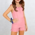 thumbnail image 5 of hengsof Girls Two Piece Summer Set for 5-16 Years Old Sleeveless Ruffle Hem Camisole Top Elastic Waist Shorts Casual Kids Outfit, 5 of 8