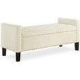 thumbnail image 4 of Velvet Modern Upholstered Storage Ottoman Bench with Arms, 48" End of Bed Bench for Entryway, Bedroom, Living Room, Cream, 4 of 16