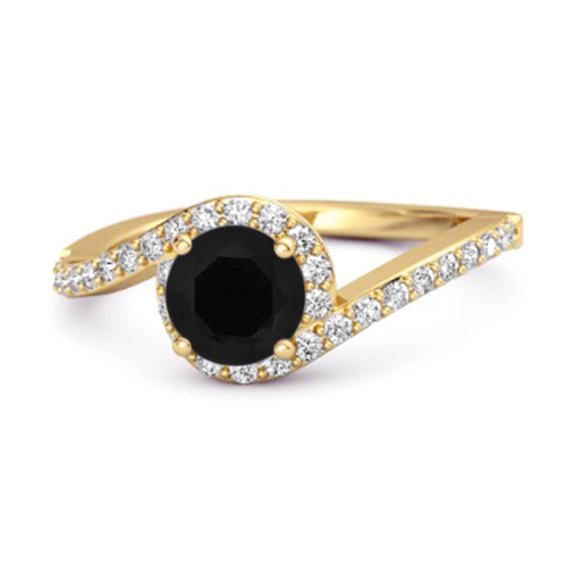 Genuine 0.25 Ctw Black Spinel 925 Sterling Silver Gold Vermeil Women Valentines Day Gifts Ring